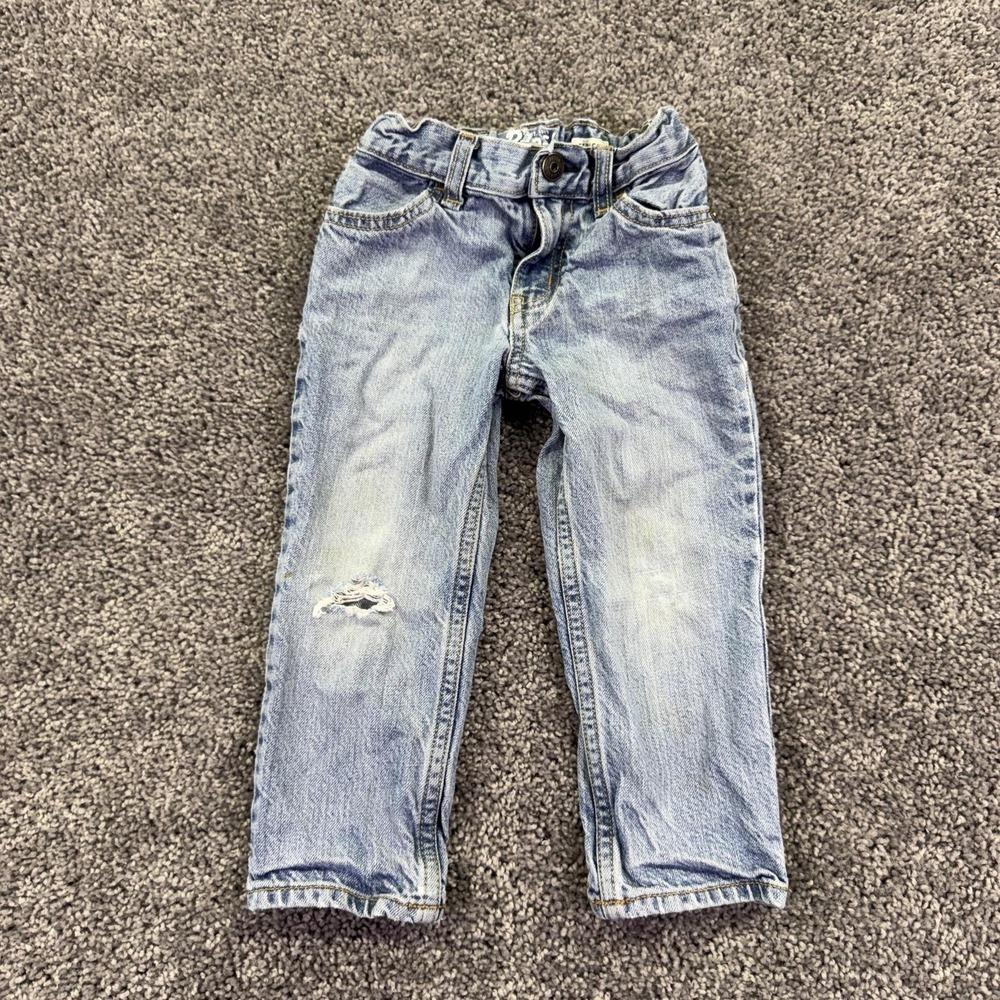 OshKosh B'gosh Jeans Boys 2T Blue Straight Denim Adjustable Waist Casual Play